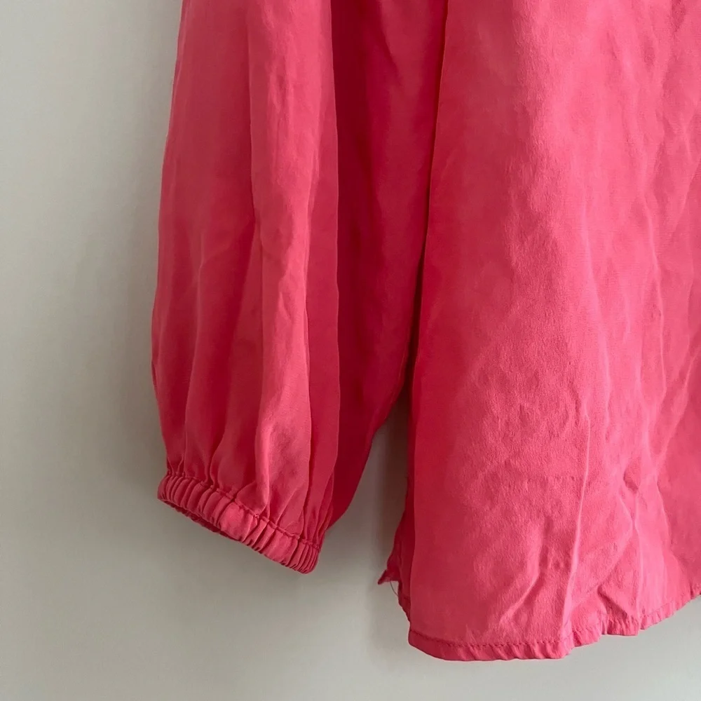 Lilly Pulitzer Elsa 100% Silk Long Sleeved Blouse Top in Parigi Pink, size M - Picture 6 of 10